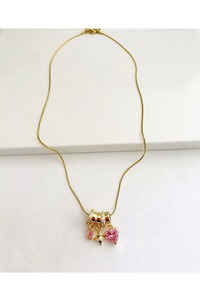 گردنبند استیل ( فولاد ) طلائی زنانه استیل (فولاد) Mercan Aksesuar - کد 921351673