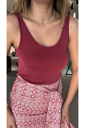 بلوز زرشکی زنانه ساده Sezgi Tekin - کد 933190079