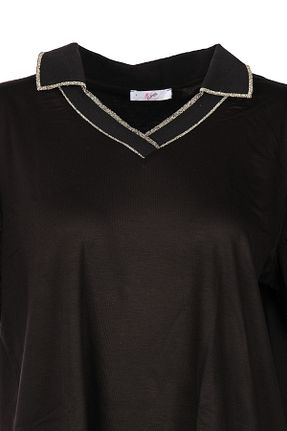 تیشرت مشکی زنانه یقه هفت Vedi - کد 928233239