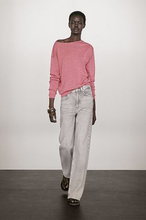 پلیور صورتی زنانه ساده Massimo Dutti - کد 933206442