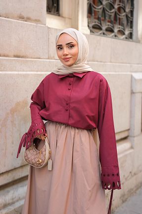 پیراهن حجاب زرشکی زنانه رگولار LOCCO - کد 933210733