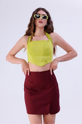 دامن زرشکی زنانه پارچه LA PANTE - کد 933215090
