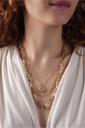 گردنبند جواهر طلائی زنانه برنجی Çlk Accessories - کد 933219222