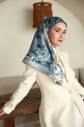 روسری آبی İpek Tivil Silk Home - کد 933222898