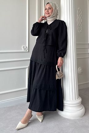 ست بالاتنه و پائین تنه حجاب مشکی زنانه رگولار InStyle - کد 933218540