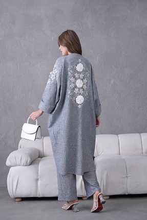 ست بالاتنه و پائین تنه طوسی زنانه بافتنی Miss Allos - کد 933234566
