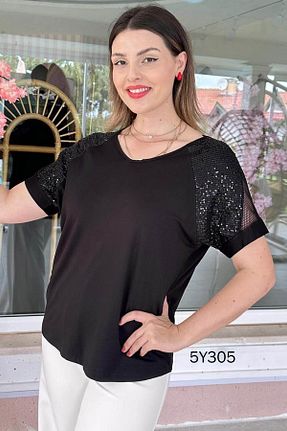 بلوز مشکی زنانه ساده İnce Topuk - کد 933233142
