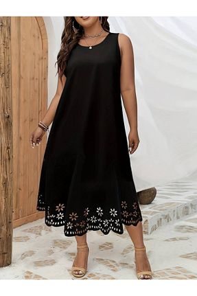 لباس سایز بزرگ مشکی زنانه پنبه ای Genel Markalar - کد 934091610