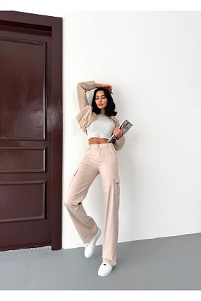 شلوار بژ زنانه پنبه - پلی استر - الاستین Genel Markalar - کد 933269273