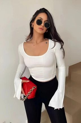 بلوز سفید زنانه ساده AXXAN - کد 934092039