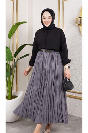 دامن طوسی زنانه کتان HARMAN BUTİK - کد 921716158