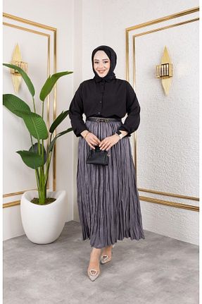 دامن طوسی زنانه کتان HARMAN BUTİK - کد 921716158