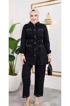 ست بالاتنه و پائین تنه حجاب مشکی زنانه رگولار HARMAN BUTİK - کد 896330937