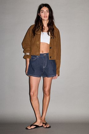 شلوارک و برمودا سرمه ای زنانه پنبه ای Pull & Bear - کد 923254956