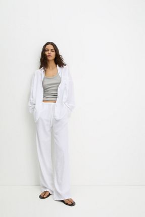 پیراهن سفید زنانه اورسایز Pull & Bear - کد 921146609