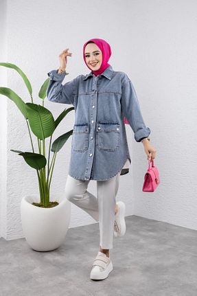 کت حجاب آبی زنانه رگولار HARMAN BUTİK - کد 871982776