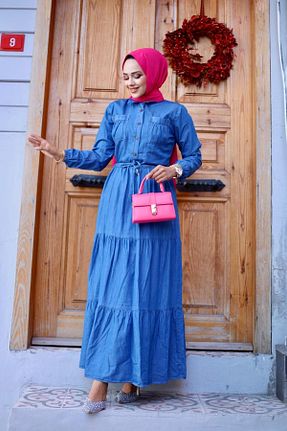 لباس حجاب آبی زنانه رگولار HARMAN BUTİK - کد 853562567