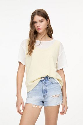 شلوارک و برمودا آبی زنانه فاق بلند Pull & Bear - کد 905663606