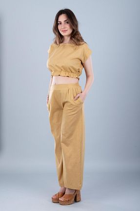 بلوز زرد زنانه ساده Bonitas Beachwear - کد 933344588