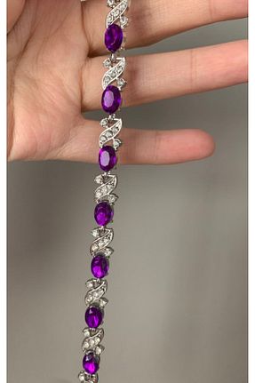 دستبند جواهر بنفش زنانه زیرکن Zarafina - کد 933356896