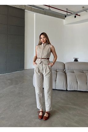 ست بالاتنه و پائین تنه بژ زنانه بافتنی Femistik - کد 933358947