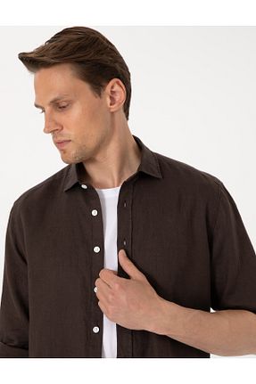 پیراهن قهوه ای مردانه رگولار Pierre Cardin - کد 933351640