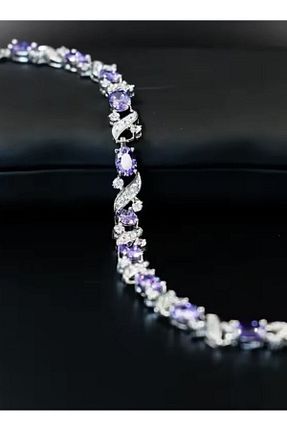 دستبند جواهر بنفش زنانه زیرکن Zarafina - کد 933356896