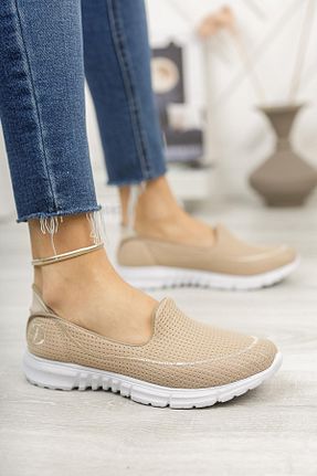 کفش پیاده روی بژ زنانه چرم مصنوعی Nesil Shoes - کد 108949570