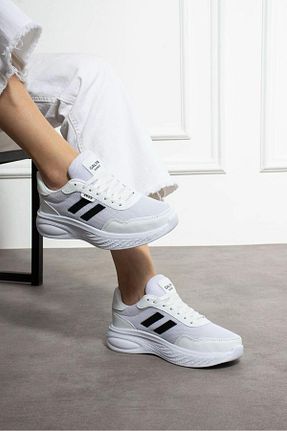 کفش اسنیکر سفید زنانه بند دار galya shoes - کد 897942480