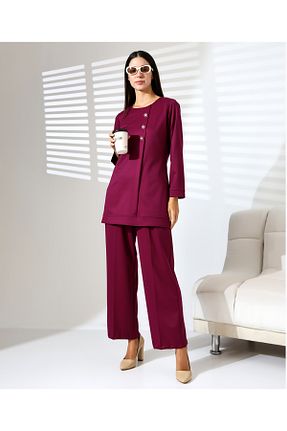 ست بالاتنه و پائین تنه زرشکی زنانه بافتنی QARA - کد 933367275