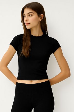 تیشرت مشکی زنانه یقه دوچرخه NATUFIAN STORE - کد 932774812