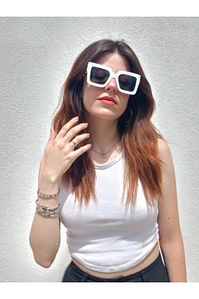 عینک آفتابی سفید زنانه 60 Sunglasses - کد 933381276