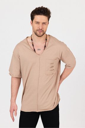 تیشرت بژ مردانه اورسایز BABBOSS - کد 933382291