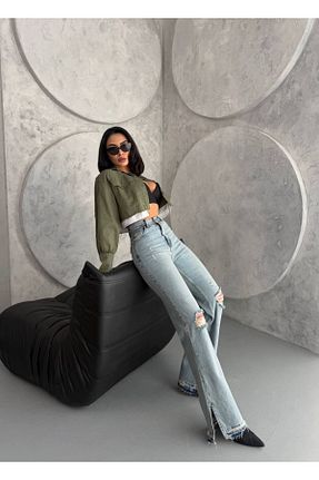 شلوار جین آبی زنانه پاچه پهن Aida Fashion - کد 933436023