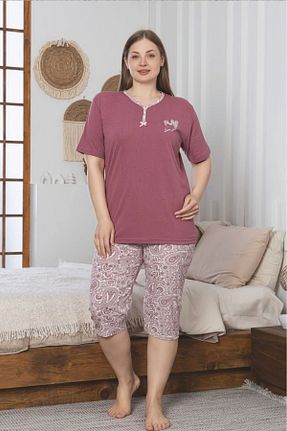 ست لباس راحتی سایز بزرگ رنگی زنانه طرح دار Farya Home - کد 933450659
