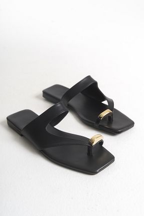 دمپائی مشکی زنانه چرم مصنوعی Liza Shoes - کد 933552455