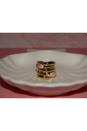 انگشتر استیل (فولاد) زرد زنانه استیل ضد زنگ Takıccı - کد 933543773