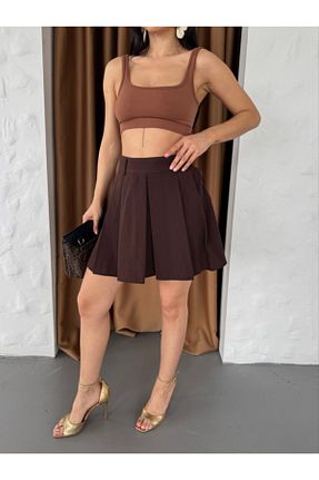 دامن قهوه ای زنانه ساده 369 etnik butik - کد 933581420
