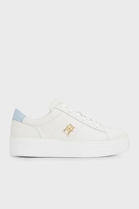 کفش اسنیکر نباتی زنانه چرم اصل Tommy Hilfiger - کد 933587221