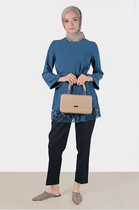 بلوز حجاب سرمه ای زنانه رگولار Alvina - کد 807022235