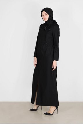 مانتو بلند حجاب مشکی زنانه مخلوط ویسکون Alvina - کد 807278431