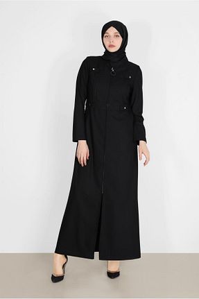 مانتو بلند حجاب مشکی زنانه مخلوط ویسکون Alvina - کد 807278431