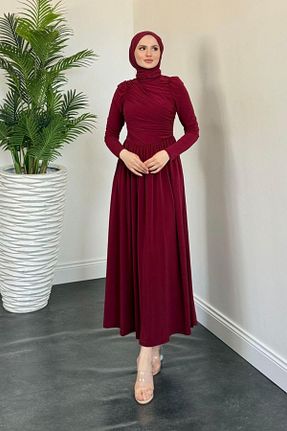 لباس حجاب زرشکی زنانه 3/4 Boy MERVEN AKYÜZ - کد 933608203
