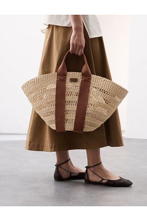 کیف ساحلی بژ زنانه حصیر Marks & Spencer - کد 933633857