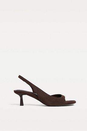 صندل قهوه ای زنانه پاشنه نازک Stradivarius - کد 933650402