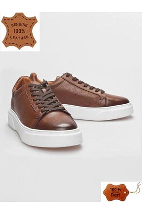 کفش اسنیکر قهوه ای مردانه چرم اصل Oregon Shoes - کد 933687496