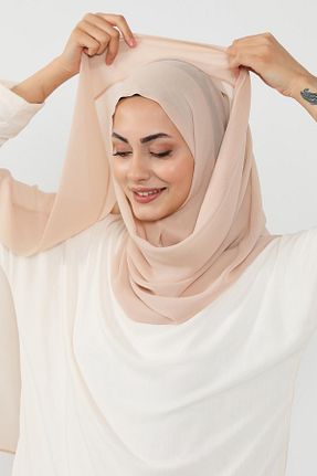 شال قهوه ای زنانه پلی استر Aisha