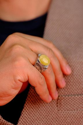 انگشتر نقره مردانه کهربا dergah tesbih - کد 953423708