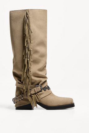 چکمه بژ زنانه چرم لاکی Bershka - کد 933696462