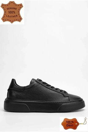 کفش اسنیکر مشکی مردانه چرم اصل Oregon Shoes - کد 931327918